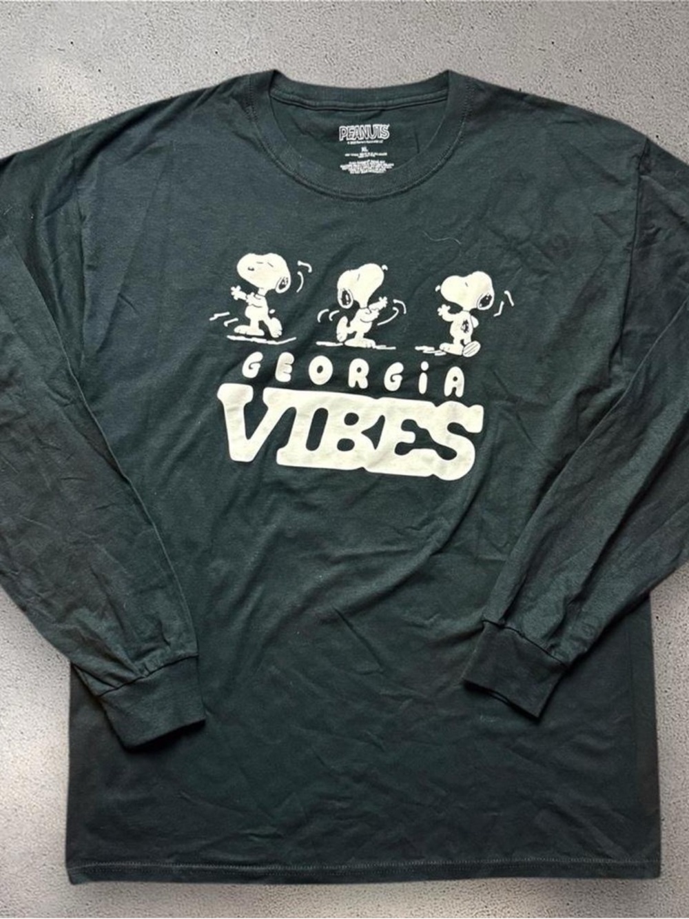 Peanuts Snoopy Georgia Vibes Long Sleeve‎ Tee XL Black Graphic
